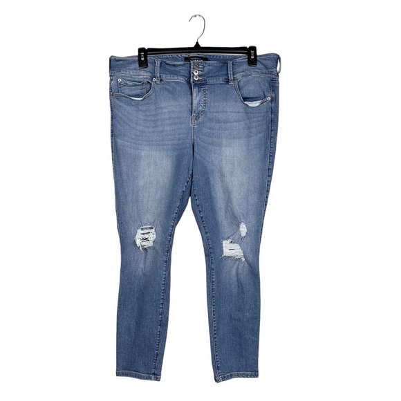 Torrid Blue Skinny Premium Stretch High Rise Jeans Distressed Size 22R - Picture 1 of 7